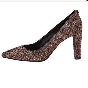 Michael KORS Embellished Abbi Flex Pump Brown Heel